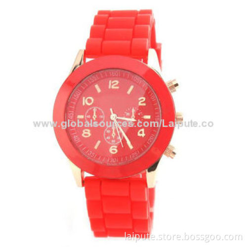 2014 Candy-colored/Yellow Geneva Silicone Couple Style Quartz Watches, IPG Plating Wholesale